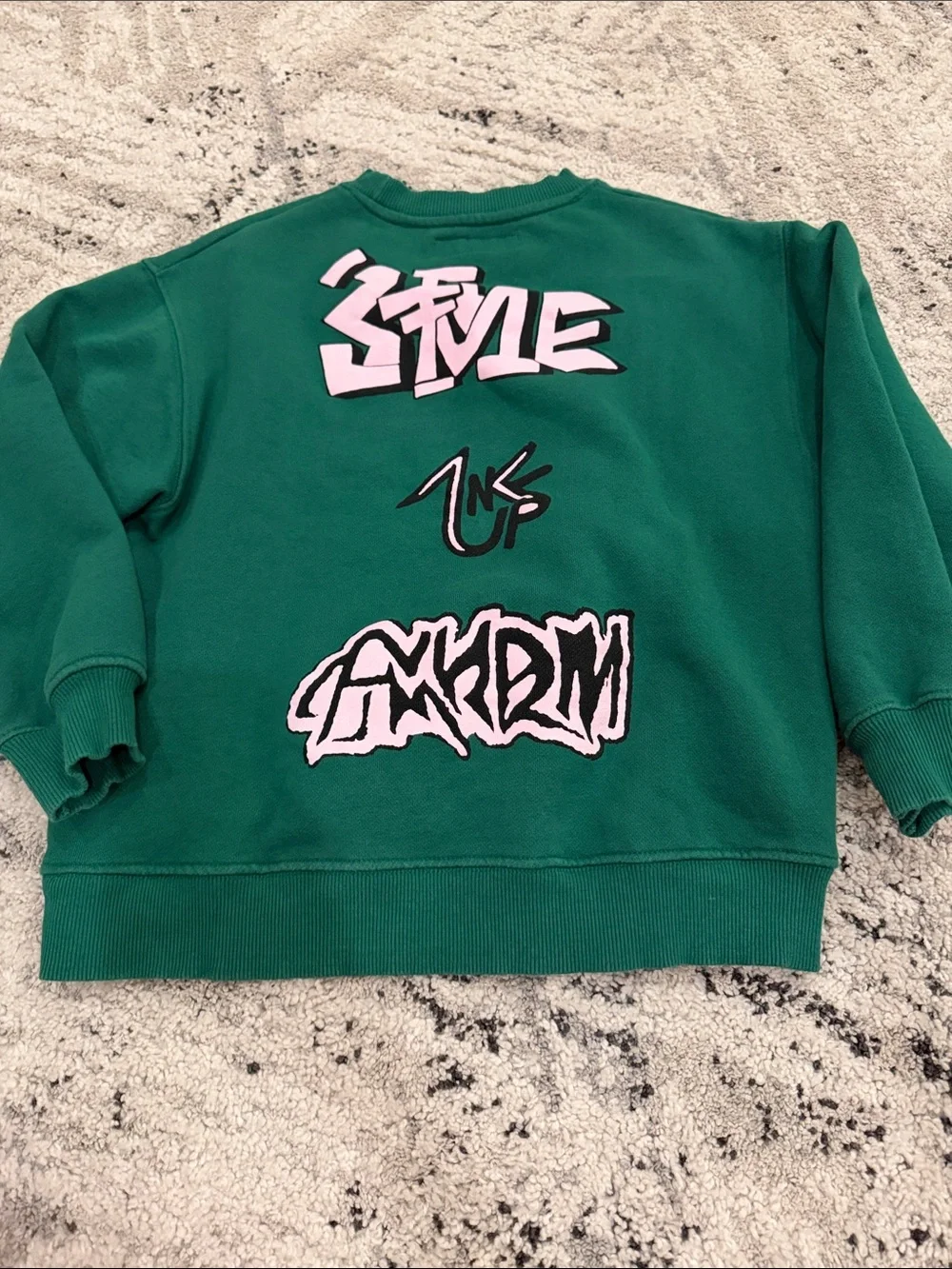 Zara Emerald Green Graphic Crewneck Sweatshirt